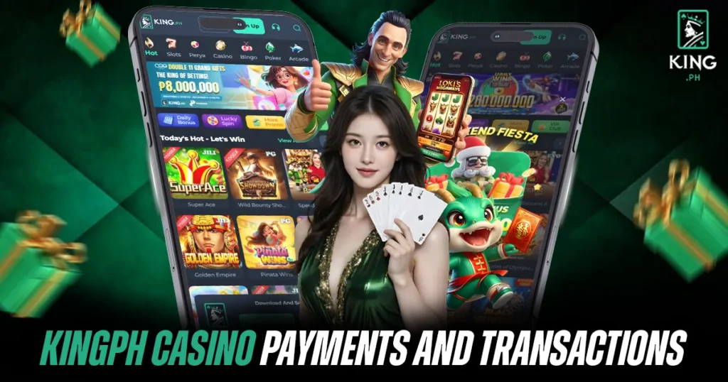 King.ph slots interface with multiple game thumbnails and category filters